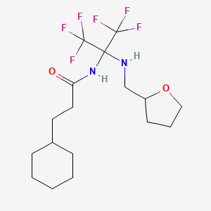 molecular formula C17H26F6N2O2 B11485476 3-cyclohexyl-N-{1,1,1,3,3,3-hexafluoro-2-[(tetrahydrofuran-2-ylmethyl)amino]propan-2-yl}propanamide 