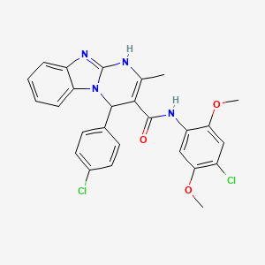 molecular formula C26H22Cl2N4O3 B11485518 N-(4-chloro-2,5-dimethoxyphenyl)-4-(4-chlorophenyl)-2-methyl-1,4-dihydropyrimido[1,2-a]benzimidazole-3-carboxamide 