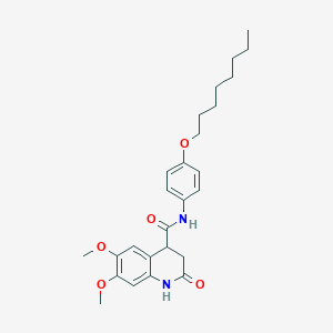 molecular formula C26H34N2O5 B11485527 6,7-dimethoxy-N-[4-(octyloxy)phenyl]-2-oxo-1,2,3,4-tetrahydroquinoline-4-carboxamide 