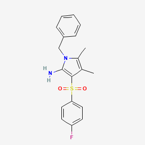 molecular formula C19H19FN2O2S B11485552 1-benzyl-3-[(4-fluorophenyl)sulfonyl]-4,5-dimethyl-1H-pyrrol-2-amine 