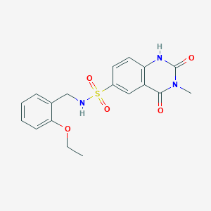 molecular formula C18H19N3O5S B11485572 N-(2-ethoxybenzyl)-3-methyl-2,4-dioxo-1,2,3,4-tetrahydroquinazoline-6-sulfonamide 