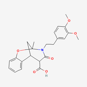 molecular formula C23H25NO6 B11485598 3-[2-(3,4-dimethoxyphenyl)ethyl]-2-methyl-4-oxo-3,4,5,6-tetrahydro-2H-2,6-methano-1,3-benzoxazocine-5-carboxylic acid 