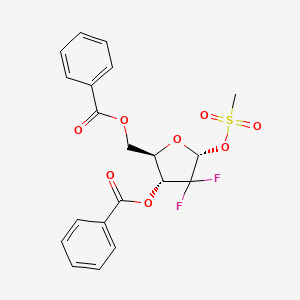 molecular formula C20H18F2O8S B1148562 ((2R,3R,5R)-3-(Benzoyloxy)-4,4-difluoro-5-((methylsulfonyl)oxy)tetrahydrofuran-2-yl)methyl benzoate CAS No. 134877-43-3