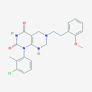 molecular formula C22H23ClN4O3 B11485628 1-(3-chloro-2-methylphenyl)-6-[2-(2-methoxyphenyl)ethyl]-5,6,7,8-tetrahydropyrimido[4,5-d]pyrimidine-2,4(1H,3H)-dione 