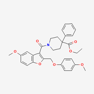 Ethyl 1-{5-methoxy-2-[(4-methoxyphenoxy)methyl]-1-benzofuran-3-carbonyl}-4-phenylpiperidine-4-carboxylate