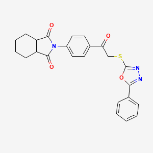 2-(4-{[(5-phenyl-1,3,4-oxadiazol-2-yl)sulfanyl]acetyl}phenyl)hexahydro-1H-isoindole-1,3(2H)-dione