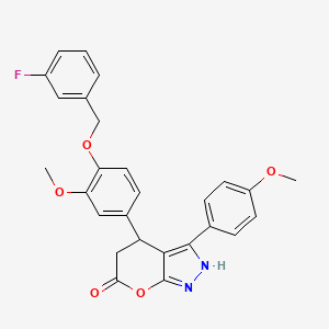 4-{4-[(3-fluorobenzyl)oxy]-3-methoxyphenyl}-3-(4-methoxyphenyl)-4,5-dihydropyrano[2,3-c]pyrazol-6(1H)-one