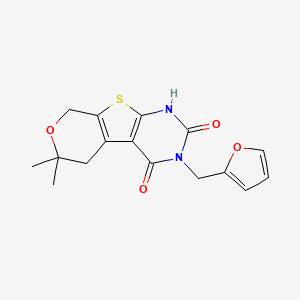 4-(furan-2-ylmethyl)-12,12-dimethyl-11-oxa-8-thia-4,6-diazatricyclo[7.4.0.02,7]trideca-1(9),2(7)-diene-3,5-dione