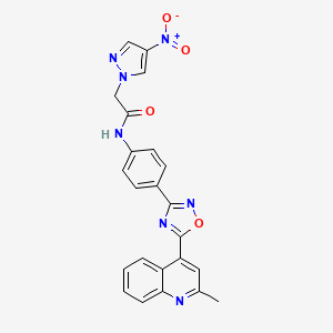 N-{4-[5-(2-methylquinolin-4-yl)-1,2,4-oxadiazol-3-yl]phenyl}-2-(4-nitro-1H-pyrazol-1-yl)acetamide