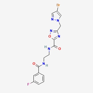 molecular formula C16H14BrFN6O3 B11485747 3-[(4-bromo-1H-pyrazol-1-yl)methyl]-N-(2-{[(3-fluorophenyl)carbonyl]amino}ethyl)-1,2,4-oxadiazole-5-carboxamide 