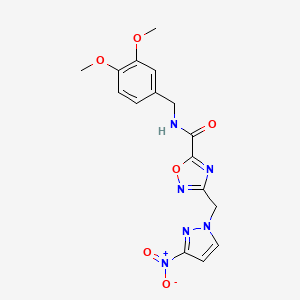 N-(3,4-dimethoxybenzyl)-3-[(3-nitro-1H-pyrazol-1-yl)methyl]-1,2,4-oxadiazole-5-carboxamide