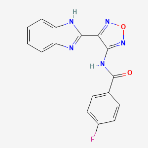 molecular formula C16H10FN5O2 B11485806 Benzamide, N-[4-(1H-1,3-benzimidazol-2-yl)-1,2,5-oxadiazol-3-yl]-4-fluoro- 