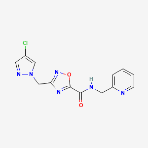 molecular formula C13H11ClN6O2 B11485810 3-[(4-chloro-1H-pyrazol-1-yl)methyl]-N-(pyridin-2-ylmethyl)-1,2,4-oxadiazole-5-carboxamide 