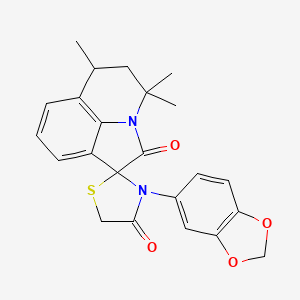 3'-(1,3-benzodioxol-5-yl)-4,4,6-trimethyl-5,6-dihydro-4H,4'H-spiro[pyrrolo[3,2,1-ij]quinoline-1,2'-[1,3]thiazolidine]-2,4'-dione