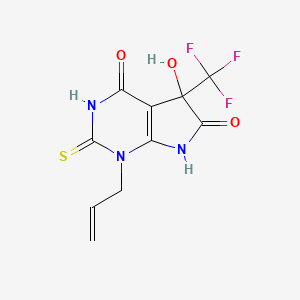 molecular formula C10H8F3N3O3S B11485898 5-hydroxy-1-(prop-2-en-1-yl)-2-sulfanyl-5-(trifluoromethyl)-5,7-dihydro-1H-pyrrolo[2,3-d]pyrimidine-4,6-dione 