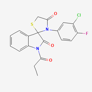 3'-(3-Chloro-4-fluorophenyl)-1-propanoyl-1,2-dihydrospiro[indole-3,2'-[1,3]thiazolidine]-2,4'-dione