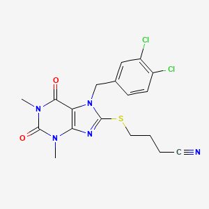 4-{[7-(3,4-dichlorobenzyl)-1,3-dimethyl-2,6-dioxo-2,3,6,7-tetrahydro-1H-purin-8-yl]sulfanyl}butanenitrile