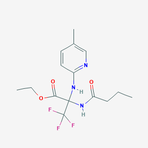 Propanoic acid, 3,3,3-trifluoro-2-[(5-methyl-2-pyridinyl)amino]-2-[(1-oxobutyl)amino]-, ethyl ester