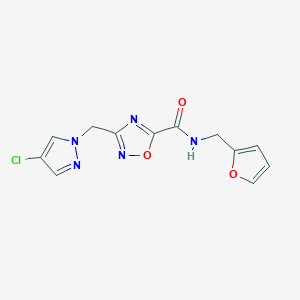 molecular formula C12H10ClN5O3 B11486024 3-[(4-chloro-1H-pyrazol-1-yl)methyl]-N-(furan-2-ylmethyl)-1,2,4-oxadiazole-5-carboxamide 