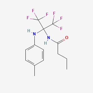 molecular formula C14H16F6N2O B11486032 N-[2,2,2-Trifluoro-1-(p-toluidino)-1-(trifluoromethyl)ethyl]butyramide 