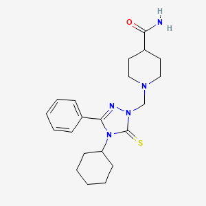 1-[(4-cyclohexyl-3-phenyl-5-thioxo-4,5-dihydro-1H-1,2,4-triazol-1-yl)methyl]piperidine-4-carboxamide