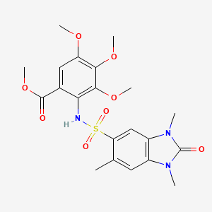 molecular formula C21H25N3O8S B11486044 methyl 3,4,5-trimethoxy-2-{[(1,3,6-trimethyl-2-oxo-2,3-dihydro-1H-benzimidazol-5-yl)sulfonyl]amino}benzoate 