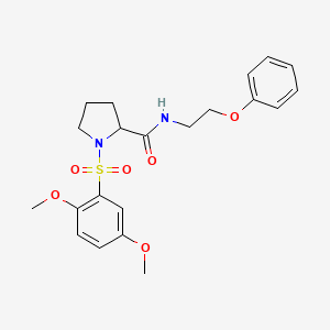 molecular formula C21H26N2O6S B11486084 1-[(2,5-dimethoxyphenyl)sulfonyl]-N-(2-phenoxyethyl)prolinamide 