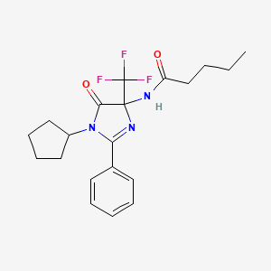 molecular formula C20H24F3N3O2 B11486102 N-[1-cyclopentyl-5-oxo-2-phenyl-4-(trifluoromethyl)-4,5-dihydro-1H-imidazol-4-yl]pentanamide 