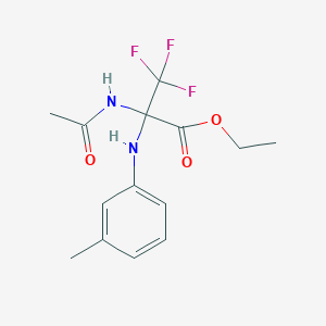 molecular formula C14H17F3N2O3 B11486115 Ethyl 2-acetamido-3,3,3-trifluoro-2-(m-toluidino)propionate 