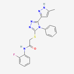 N-(2-fluorophenyl)-2-{[5-(5-methyl-1H-pyrazol-3-yl)-4-phenyl-4H-1,2,4-triazol-3-yl]sulfanyl}acetamide