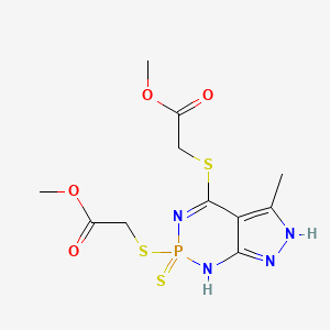 molecular formula C11H15N4O4PS3 B11486181 dimethyl 2,2'-[(5-methyl-2-sulfido-2,7-dihydro-1H-pyrazolo[3,4-d][1,3,2]diazaphosphinine-2,4-diyl)disulfanediyl]diacetate 