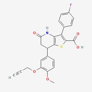 3-(4-Fluorophenyl)-7-[4-methoxy-3-(prop-2-yn-1-yloxy)phenyl]-5-oxo-4,5,6,7-tetrahydrothieno[3,2-b]pyridine-2-carboxylic acid