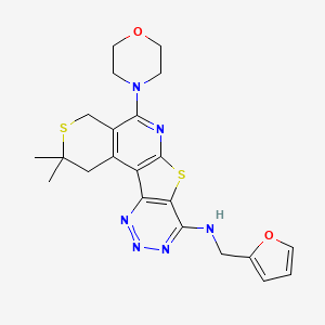 N-(furan-2-ylmethyl)-4,4-dimethyl-8-morpholin-4-yl-5,11-dithia-9,14,15,16-tetrazatetracyclo[8.7.0.02,7.012,17]heptadeca-1(10),2(7),8,12(17),13,15-hexaen-13-amine