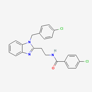 molecular formula C23H19Cl2N3O B11486230 4-chloro-N-{2-[1-(4-chlorobenzyl)-1H-benzimidazol-2-yl]ethyl}benzamide 