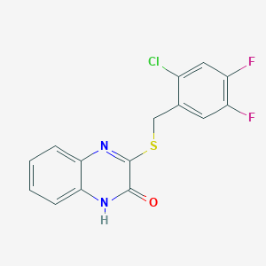 molecular formula C15H9ClF2N2OS B11486272 3-[(2-chloro-4,5-difluorobenzyl)sulfanyl]-2(1H)-quinoxalinone 