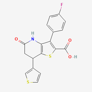 3-(4-Fluorophenyl)-5-oxo-7-(thiophen-3-yl)-4,5,6,7-tetrahydrothieno[3,2-b]pyridine-2-carboxylic acid