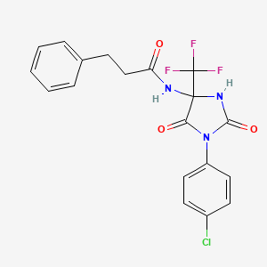 N-[1-(4-chlorophenyl)-2,5-dioxo-4-(trifluoromethyl)imidazolidin-4-yl]-3-phenylpropanamide