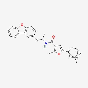 N-[1-(dibenzo[b,d]furan-2-yl)propan-2-yl]-2-methyl-5-(tricyclo[3.3.1.1~3,7~]dec-1-yl)furan-3-carboxamide