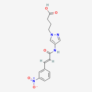 molecular formula C16H16N4O5 B11486429 4-(4-{[(2E)-3-(3-nitrophenyl)prop-2-enoyl]amino}-1H-pyrazol-1-yl)butanoic acid 