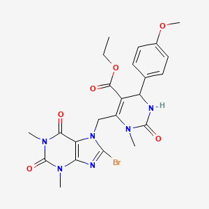 ethyl 6-[(8-bromo-1,3-dimethyl-2,6-dioxo-1,2,3,6-tetrahydro-7H-purin-7-yl)methyl]-4-(4-methoxyphenyl)-1-methyl-2-oxo-1,2,3,4-tetrahydropyrimidine-5-carboxylate