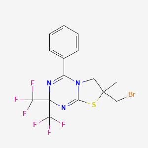 molecular formula C15H12BrF6N3S B11486468 7-(bromomethyl)-7-methyl-4-phenyl-2,2-bis(trifluoromethyl)-6,7-dihydro-2H-[1,3]thiazolo[3,2-a][1,3,5]triazine 