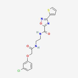 molecular formula C17H15ClN4O4S B11486482 N-(2-{[(3-chlorophenoxy)acetyl]amino}ethyl)-3-(thiophen-2-yl)-1,2,4-oxadiazole-5-carboxamide 