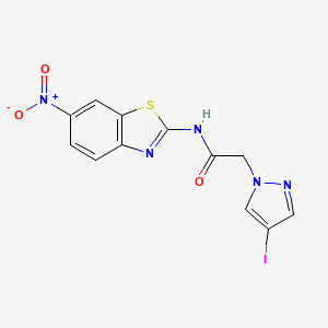 molecular formula C12H8IN5O3S B11486509 2-(4-iodo-1H-pyrazol-1-yl)-N-(6-nitro-1,3-benzothiazol-2-yl)acetamide 