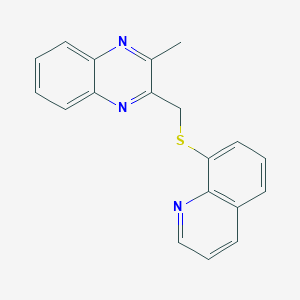 molecular formula C19H15N3S B11486533 2-Methyl-3-[(quinolin-8-ylsulfanyl)methyl]quinoxaline 