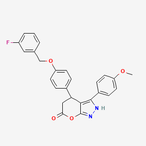 4-{4-[(3-fluorobenzyl)oxy]phenyl}-3-(4-methoxyphenyl)-4,5-dihydropyrano[2,3-c]pyrazol-6(1H)-one