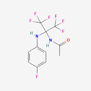 molecular formula C11H9F7N2O B11486576 N-{1,1,1,3,3,3-hexafluoro-2-[(4-fluorophenyl)amino]propan-2-yl}acetamide 