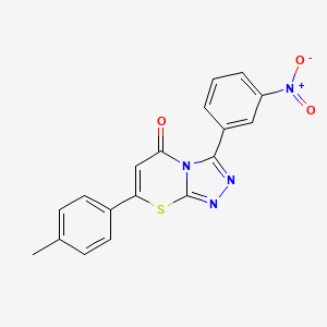 molecular formula C18H12N4O3S B11486594 7-(4-methylphenyl)-3-(3-nitrophenyl)-5H-[1,2,4]triazolo[3,4-b][1,3]thiazin-5-one 