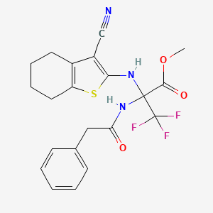 Methyl 2-[(3-cyano-4,5,6,7-tetrahydro-1-benzothiophen-2-YL)amino]-3,3,3-trifluoro-2-(2-phenylacetamido)propanoate