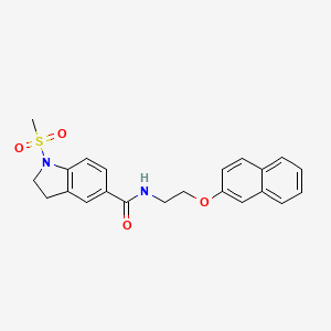 molecular formula C22H22N2O4S B11486635 1-(methylsulfonyl)-N-[2-(naphthalen-2-yloxy)ethyl]-2,3-dihydro-1H-indole-5-carboxamide 