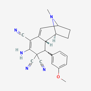 molecular formula C22H21N5O B11486693 (4R,4aR,5S,8R)-2-amino-4-(3-methoxyphenyl)-10-methyl-4,4a,5,6,7,8-hexahydro-3H-5,8-epiminobenzo[7]annulene-1,3,3-tricarbonitrile 